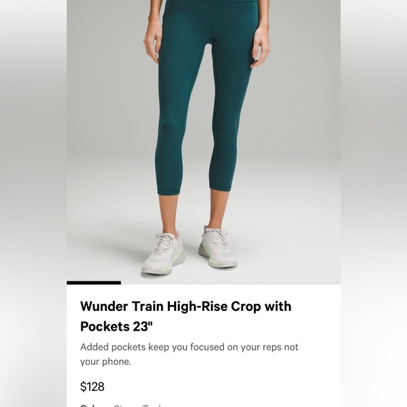 Teal Wunder Train High-Rise Crop with Pockets 23" - Picture 5 of 5